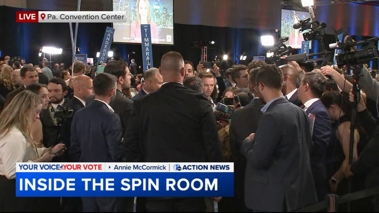 Politicians discuss 'sharp contrast' between candidates in Spin Room after presidential debate
