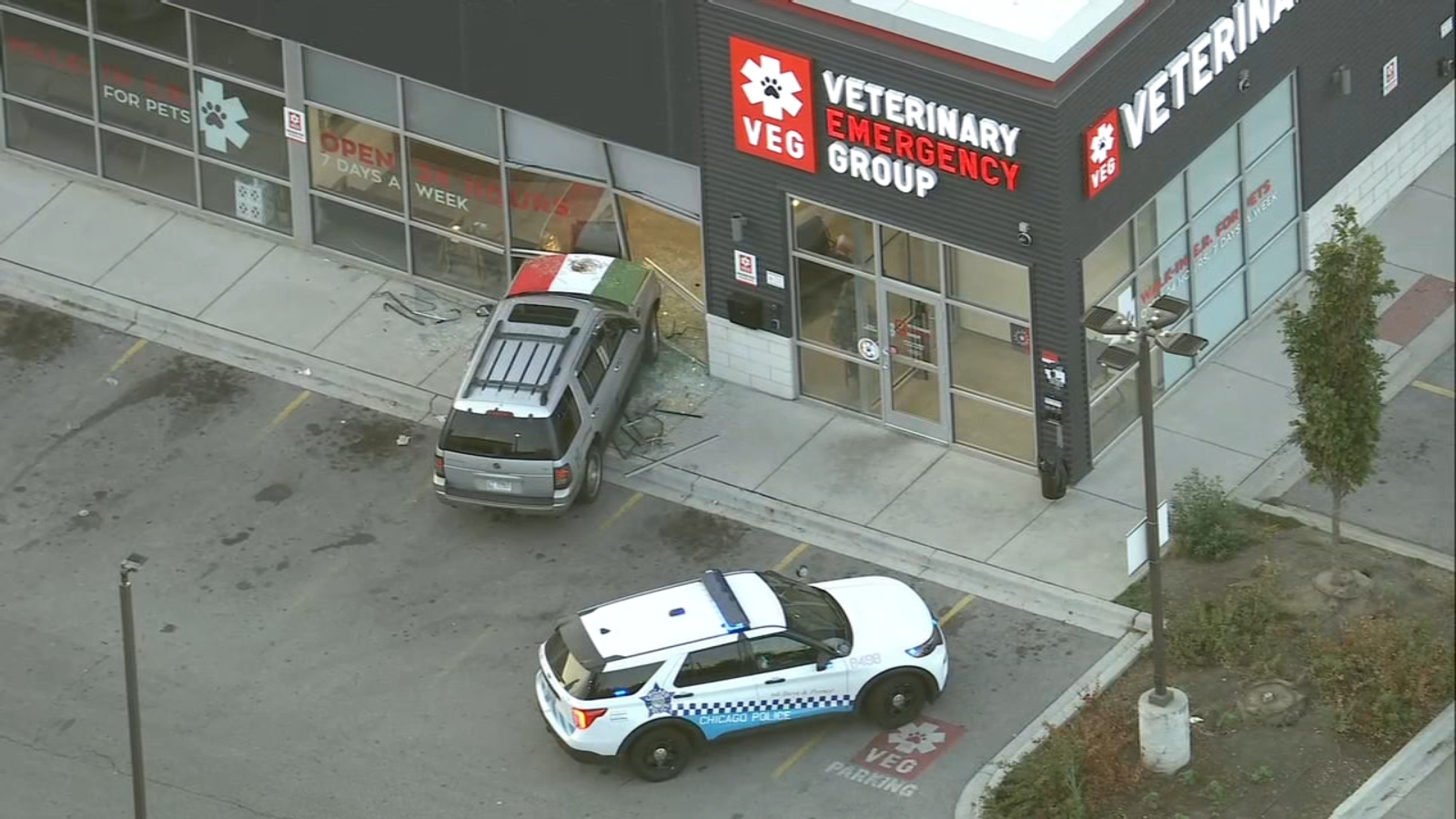 Chicago crash: Car crashes into Veterinary Emergency Group on Clinton Street in South Loop; CPD, CFD on scene - ABC7 Chicago