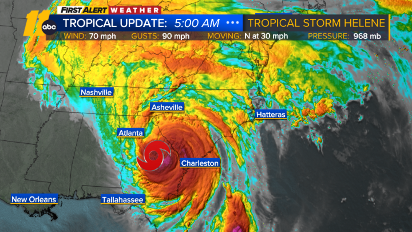 Helene now tropical storm as it approaches North Carolina