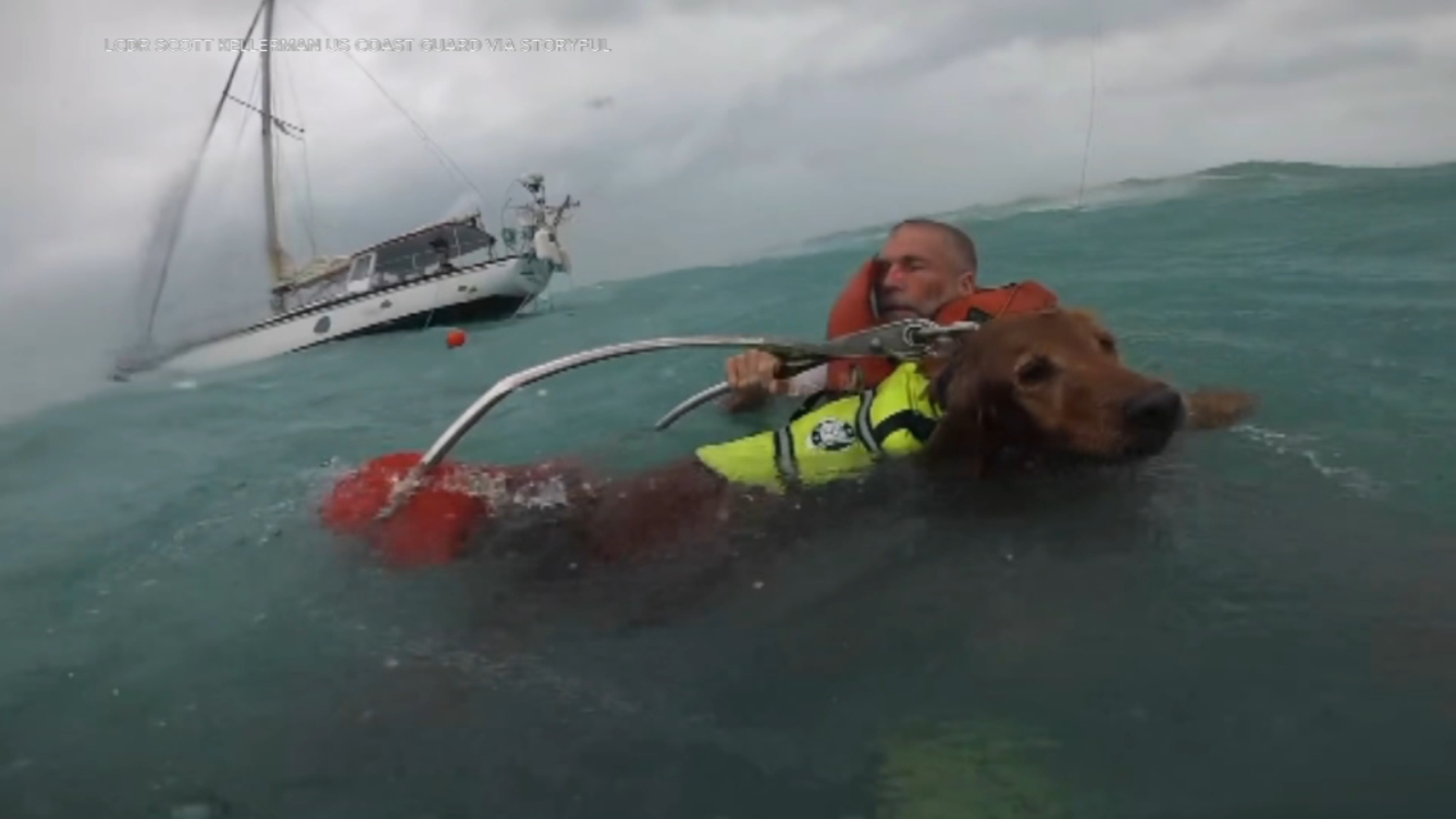 Man and his dog rescued from disabled boat 25 miles off Florida coast