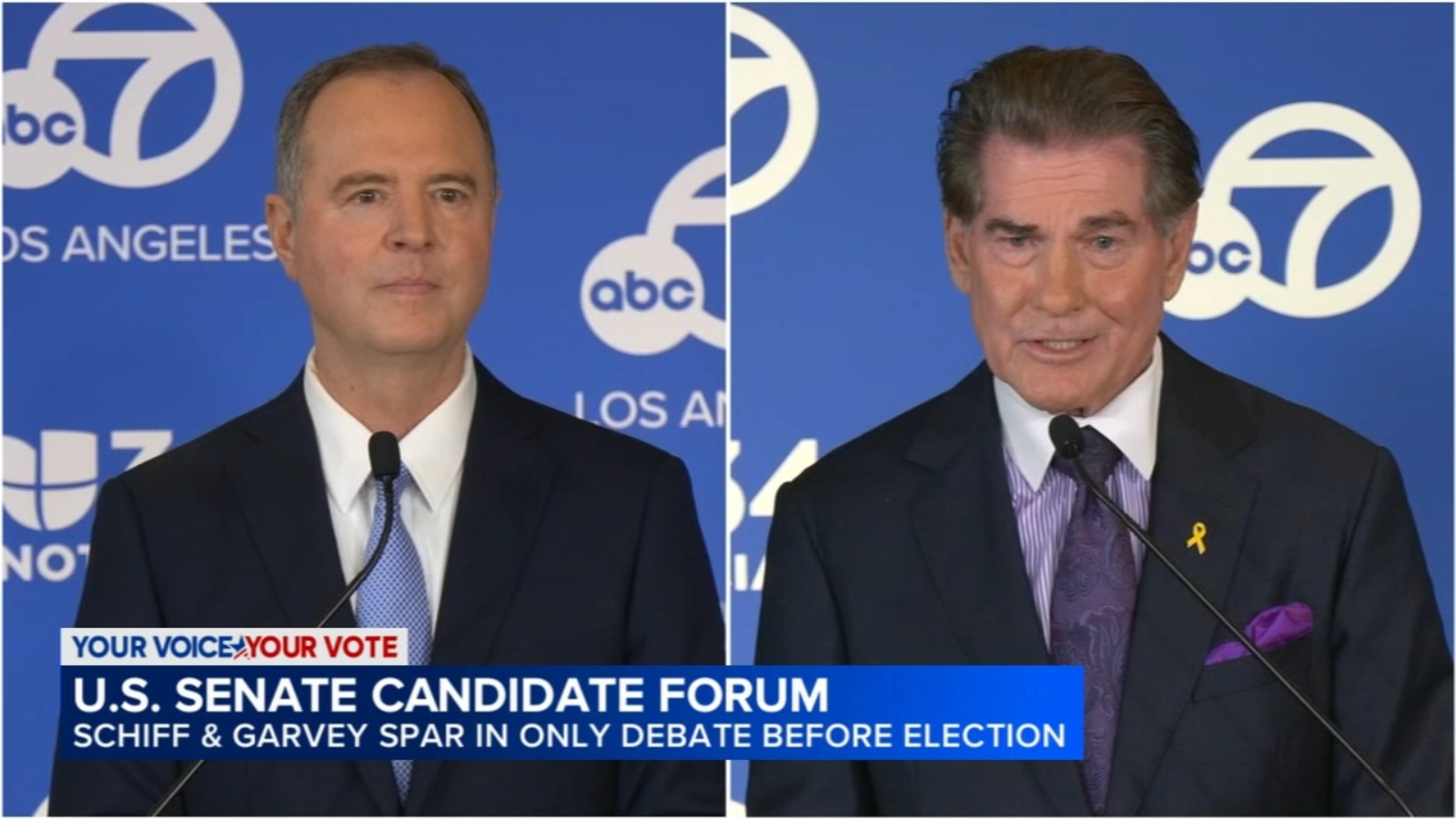 Adam Schiff and Steve Garvey discuss issues impacting the Valley during U.S. Senate Candidate Forum