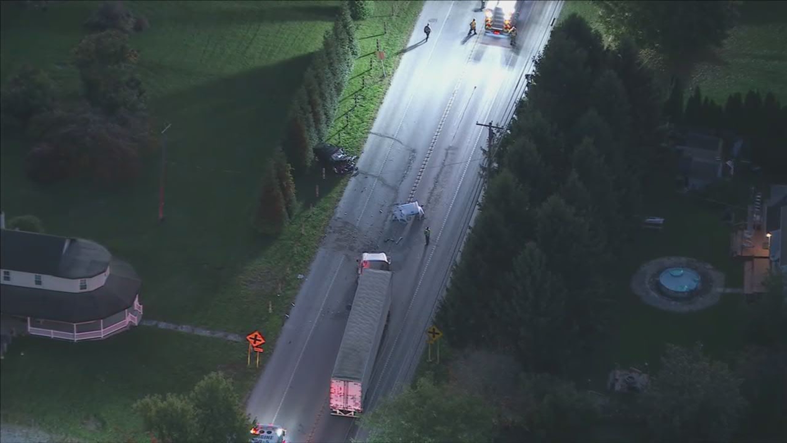 Driver killed after apparent headon crash with semi truck on Route 322