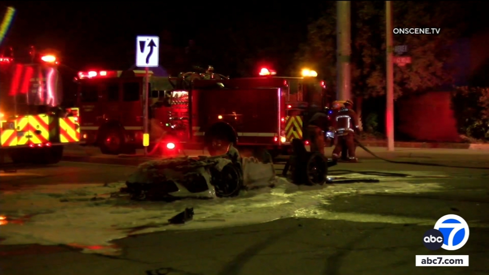 Fiery car crash in Lancaster leaves 2 dead - ABC7 Los Angeles