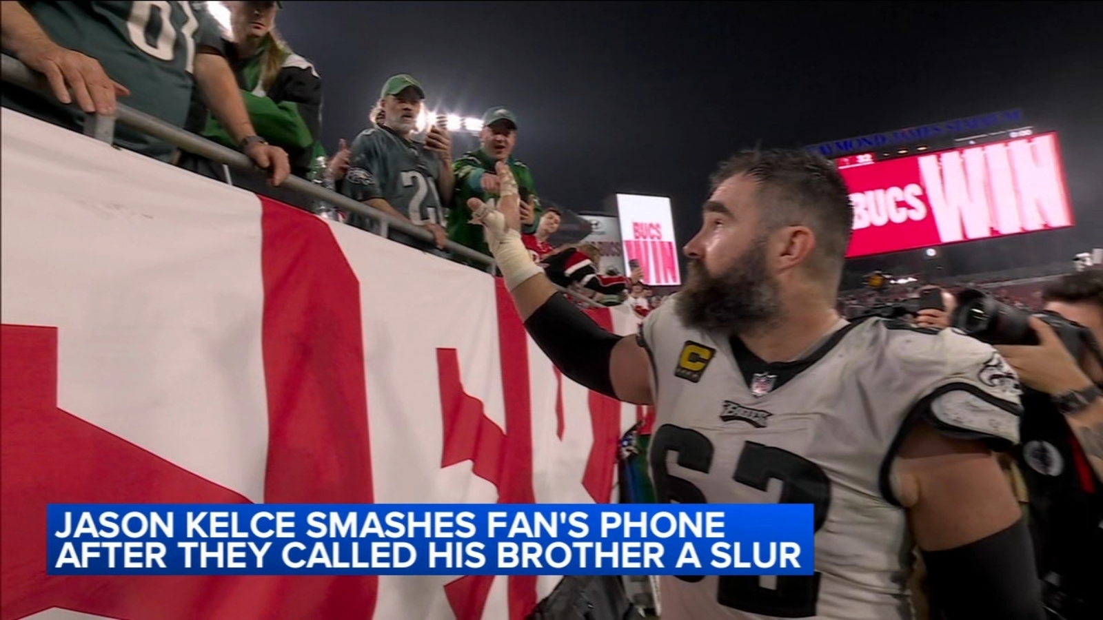 Jason Kelce seemingly smashes man’s phone after use of homophobic slur at Penn State
