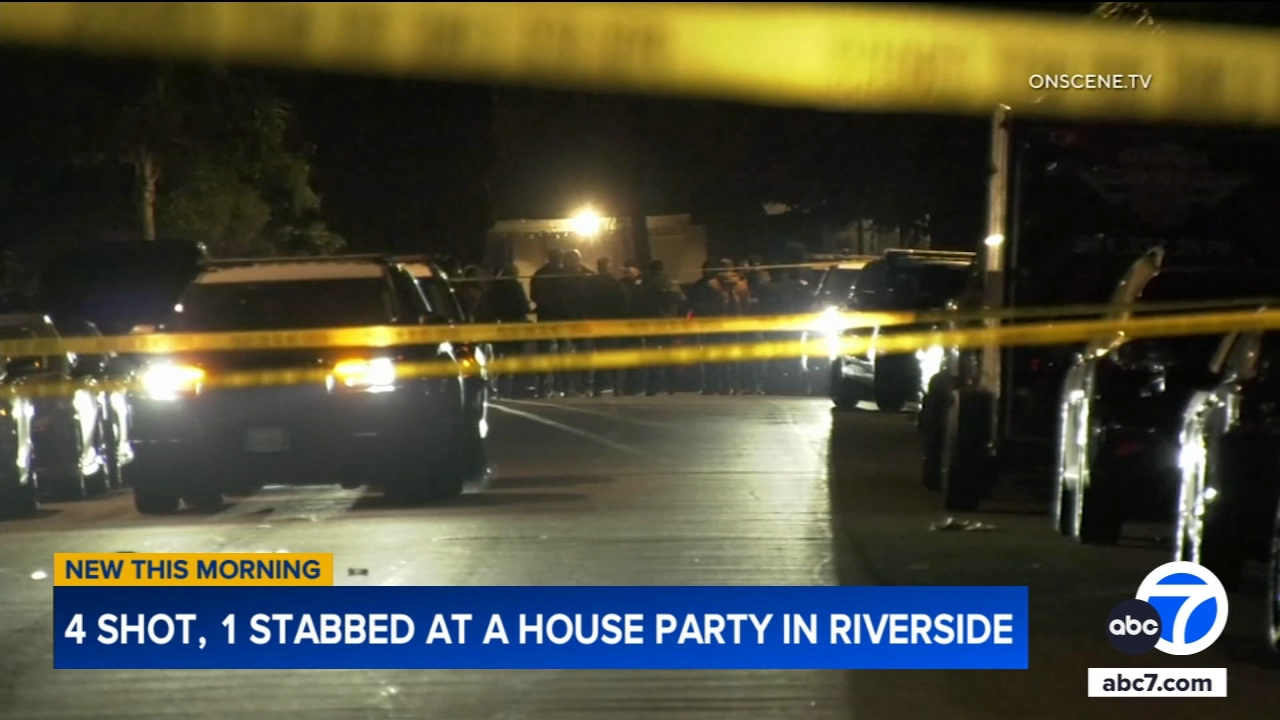 4 shot, 1 stabbed in shooting at Riverside house party
