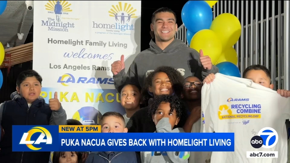 Los Angeles Rams' Puka Nacua hosts pizza party for HomeLight families