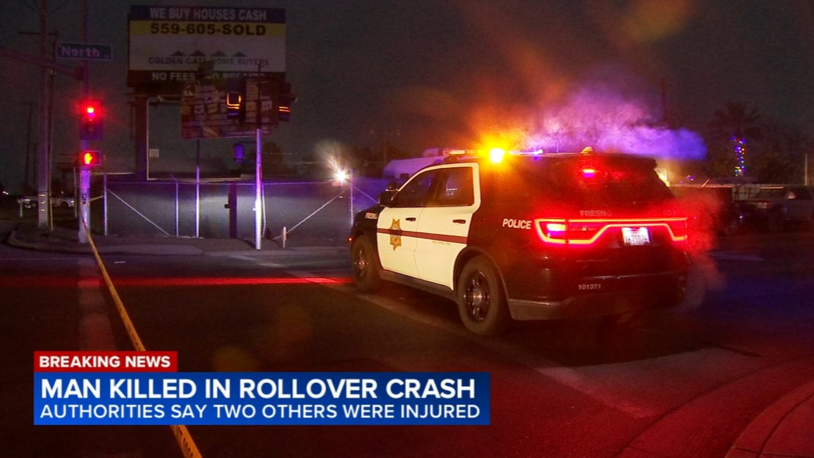 1 dead, 2 injured in Fresno rollover crash, police says