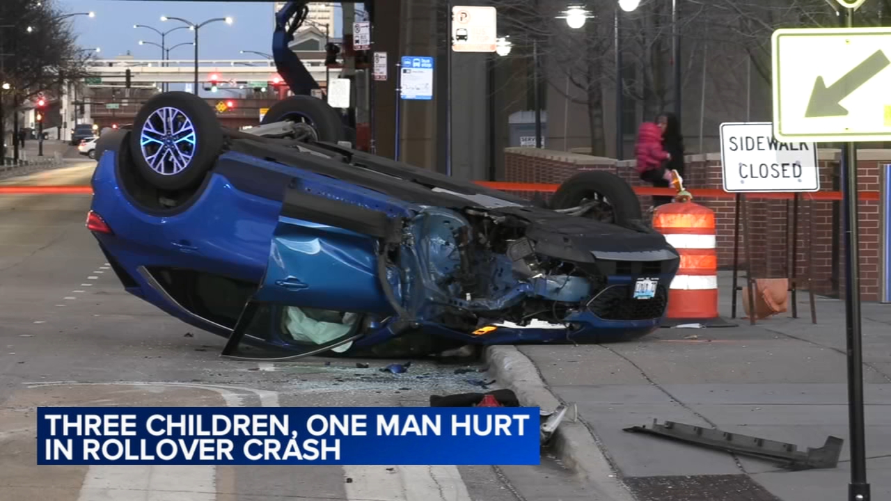 3 children, man injured in rollover crash near Guaranteed Rate Field