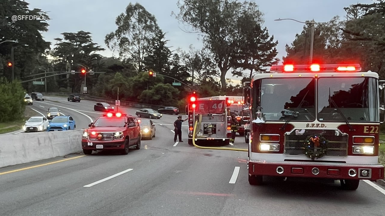 Person killed in fiery Christmas Day crash near San Francisco's Golden ...