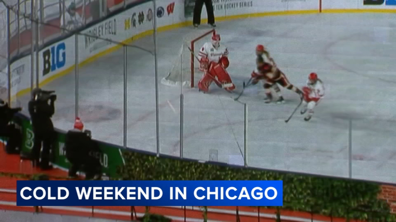 Fans brave bitter cold for college hockey series at Wrigley Field