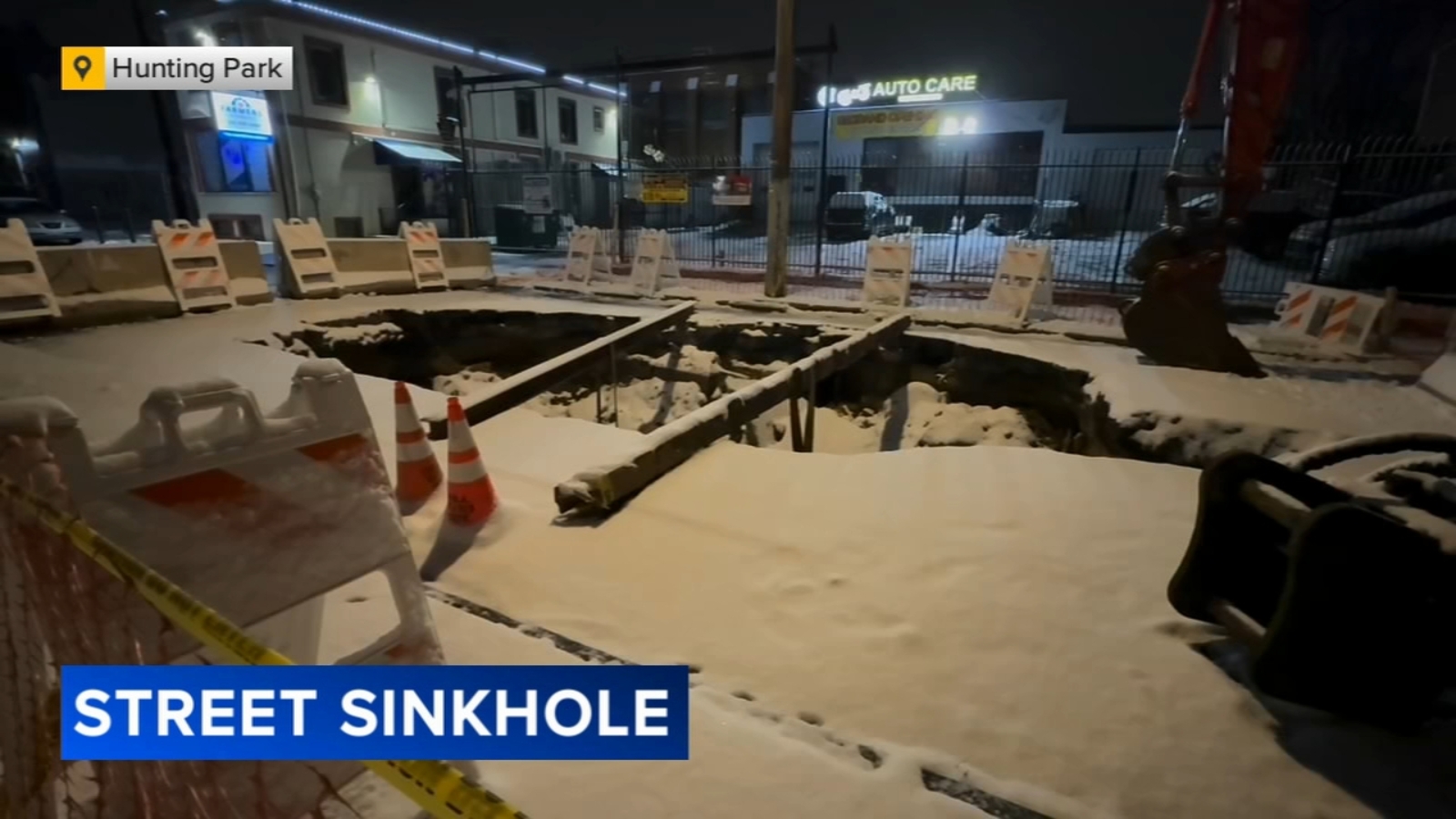 Large sinkhole closes part of N 6th Street in Philadelphia's Hunting ...