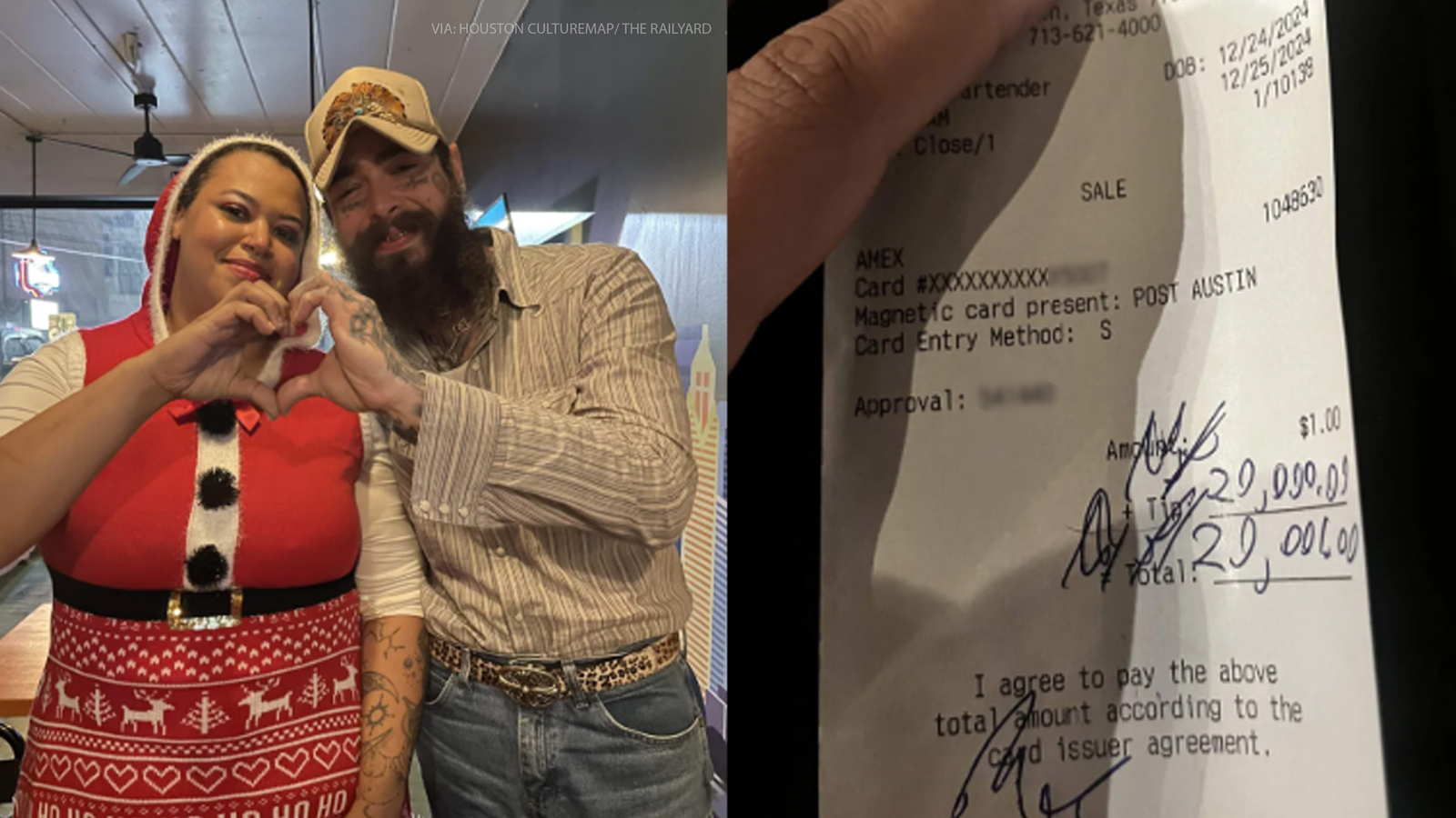 Post Malone shocks The Railyard bartender with $20K tip while in 