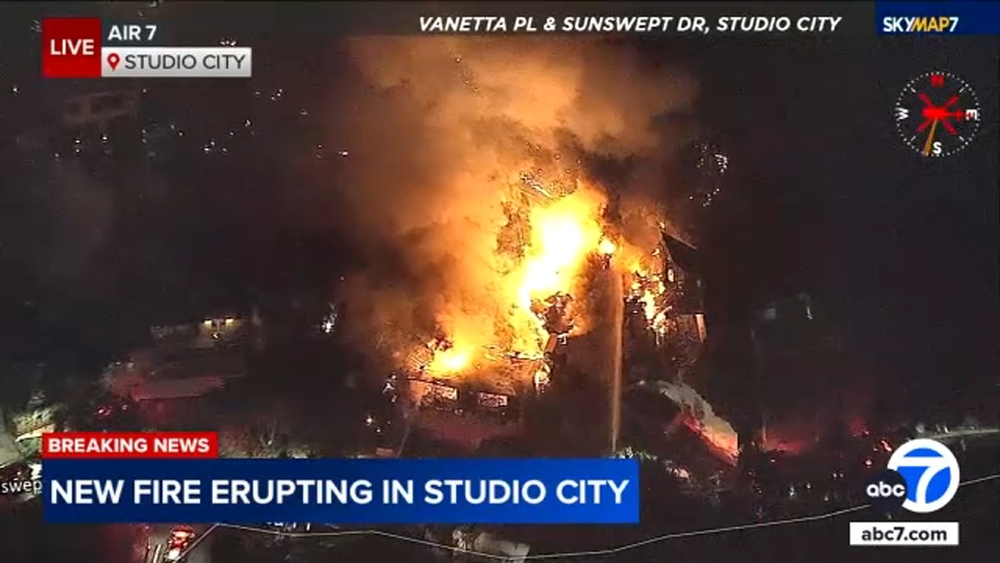 Studio City fire becomes 6th active wildfire in LA area amid windstorm