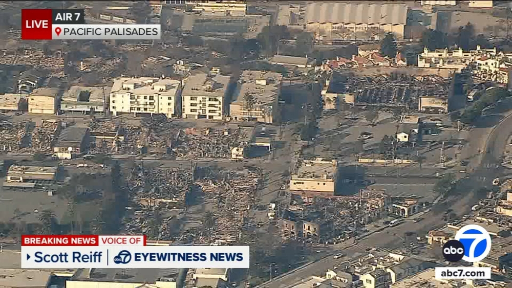 AIR7 video shows destruction in Pacific Palisades after inferno