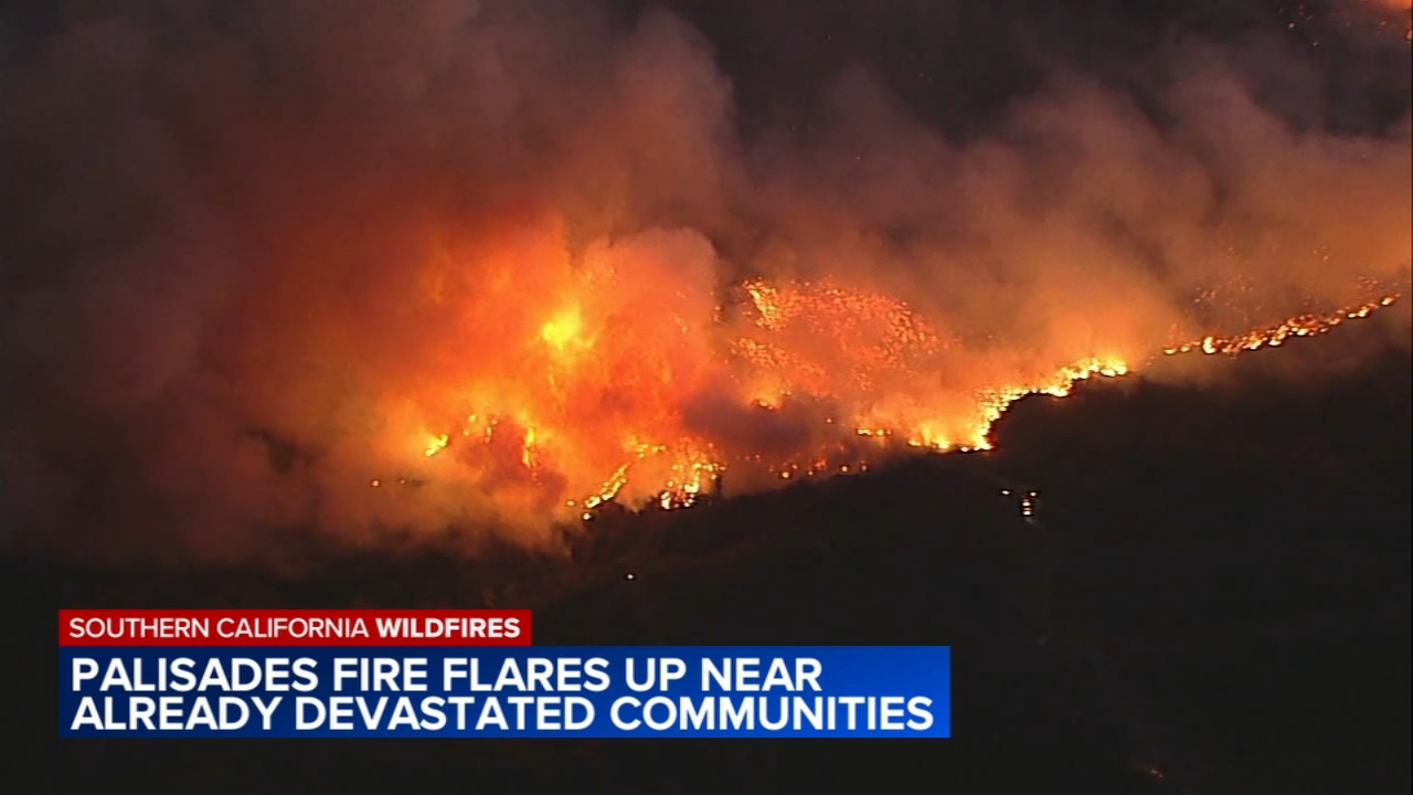 Palisades Fire flares up near devasted community