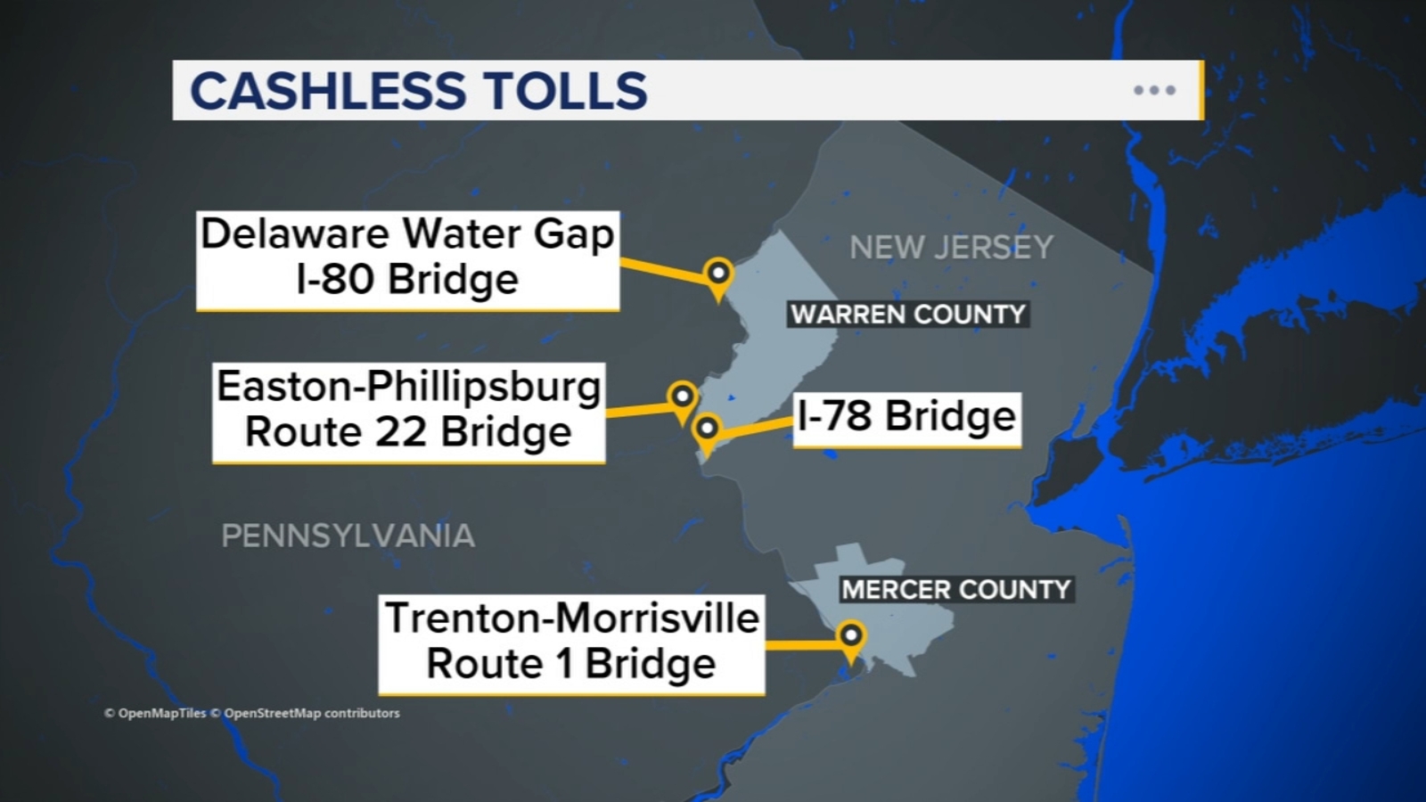 4 bridges in New Jersey now collecting tolls electronically - 6abc ...