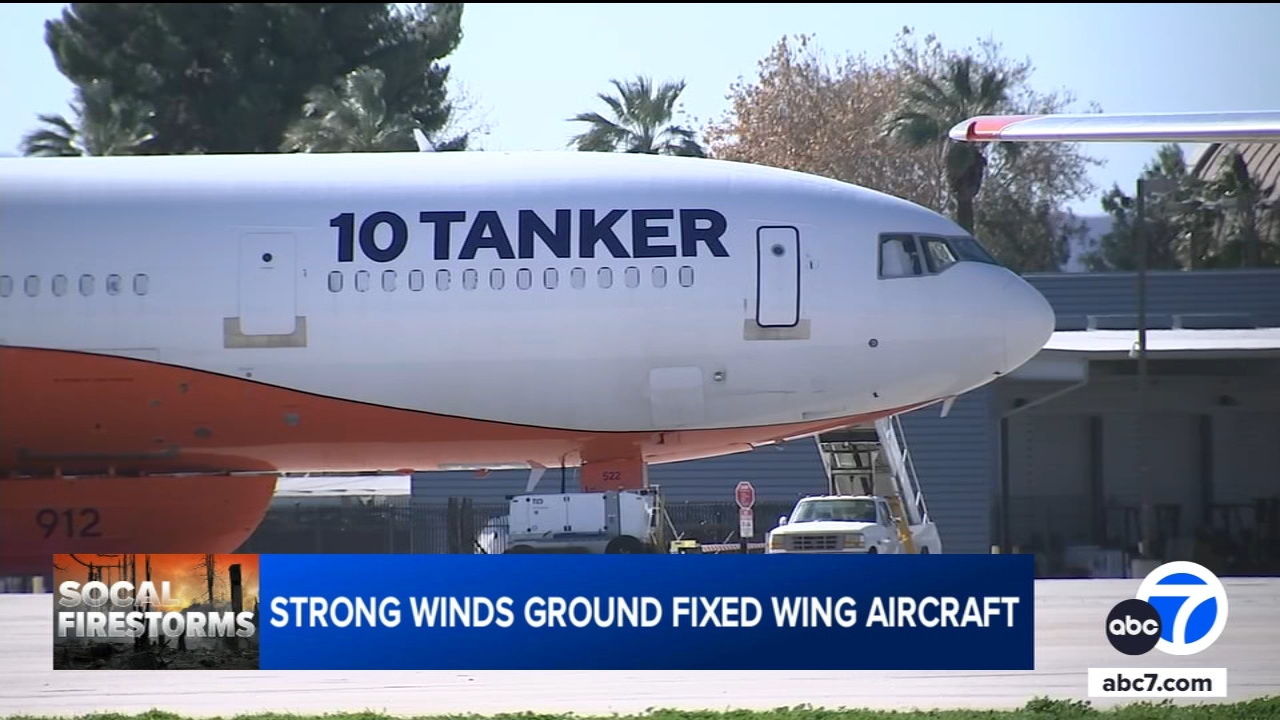 Firefighting planes were temporarily grounded in San Bernardino