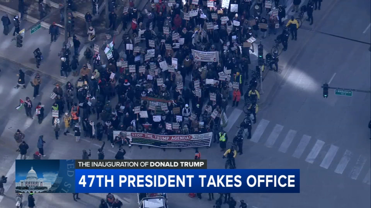 Chicago protest downtown; GOP, Dem leaders react on Inauguration Day