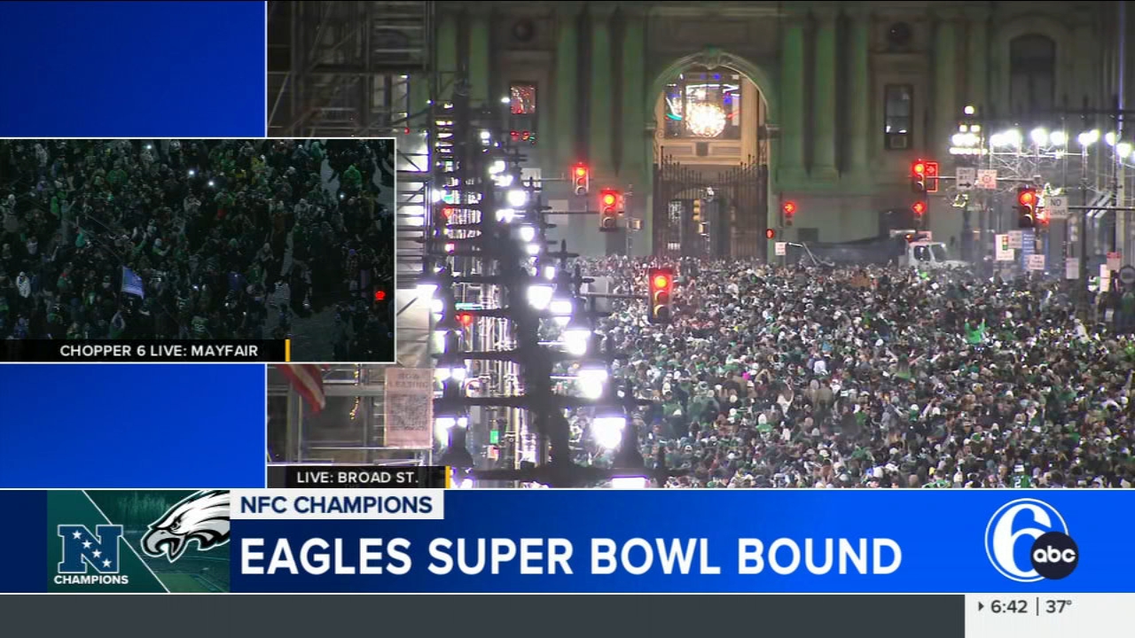 Eagles fans celebrate after Birds punch their ticket to Super Bowl LIX