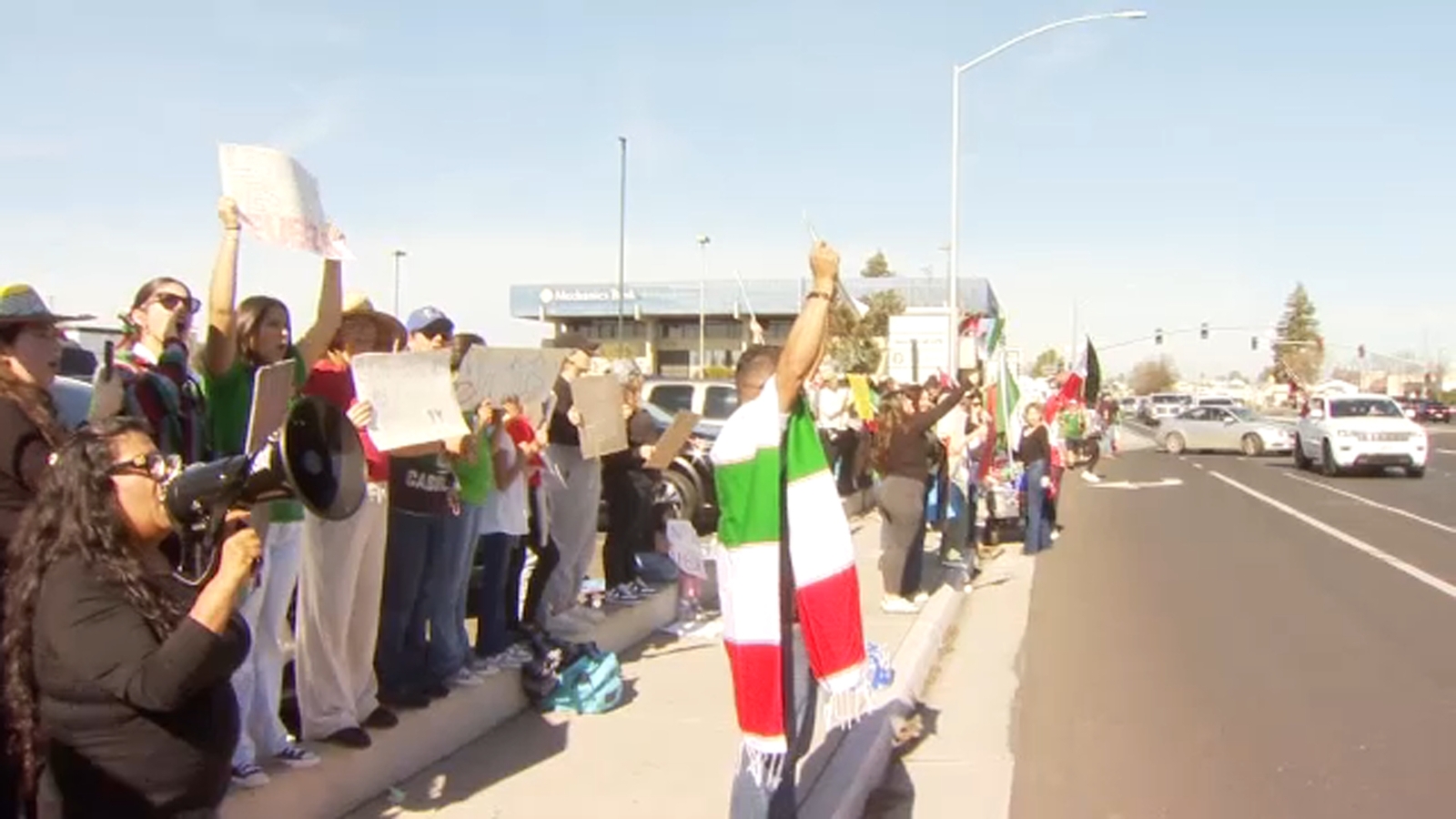 Dozens gather in Visalia to protest recent immigration enforcement