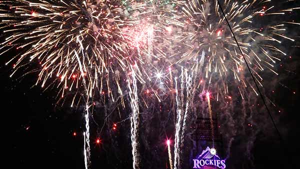 Fireworks explode over Coors Field to cap off the Independence Day celebration after the LADodgers' 9-0 victory over the Colorado Rockies in Denver on July 4, 2014.