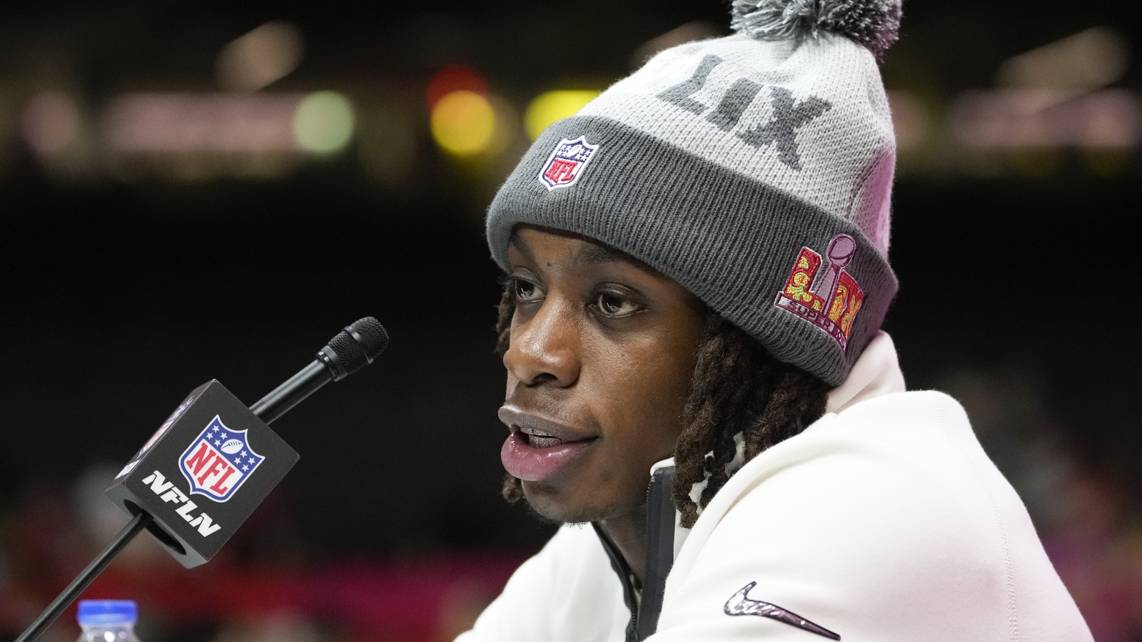 Fresno's Xavier Worthy takes podium at Super Bowl's opening night