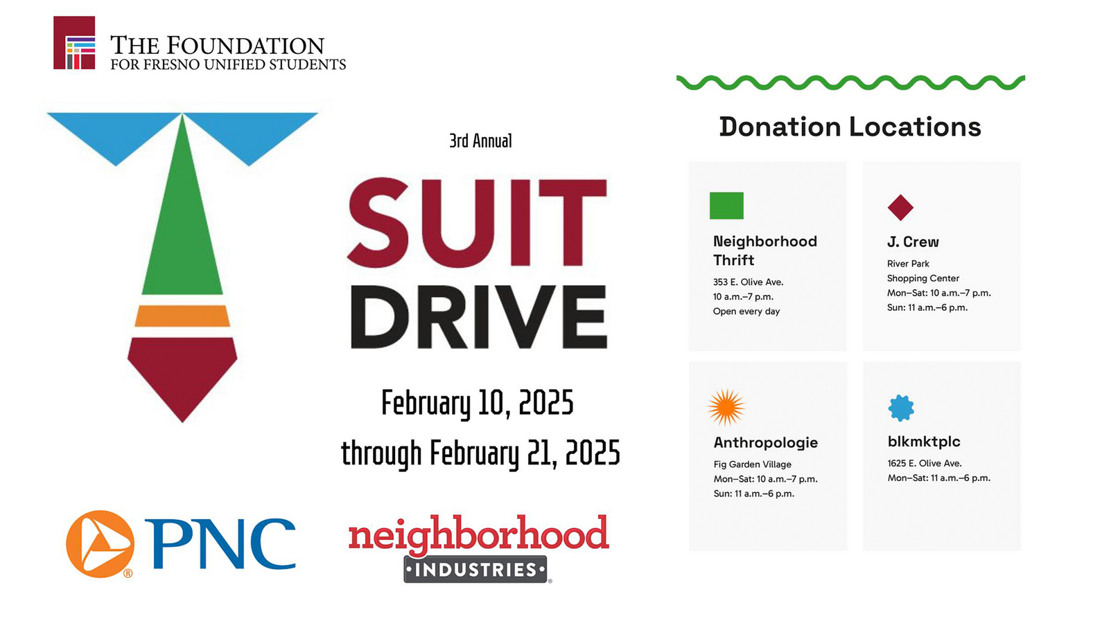 3rd annual Foundation for Fresno Unified Students Suit Drive