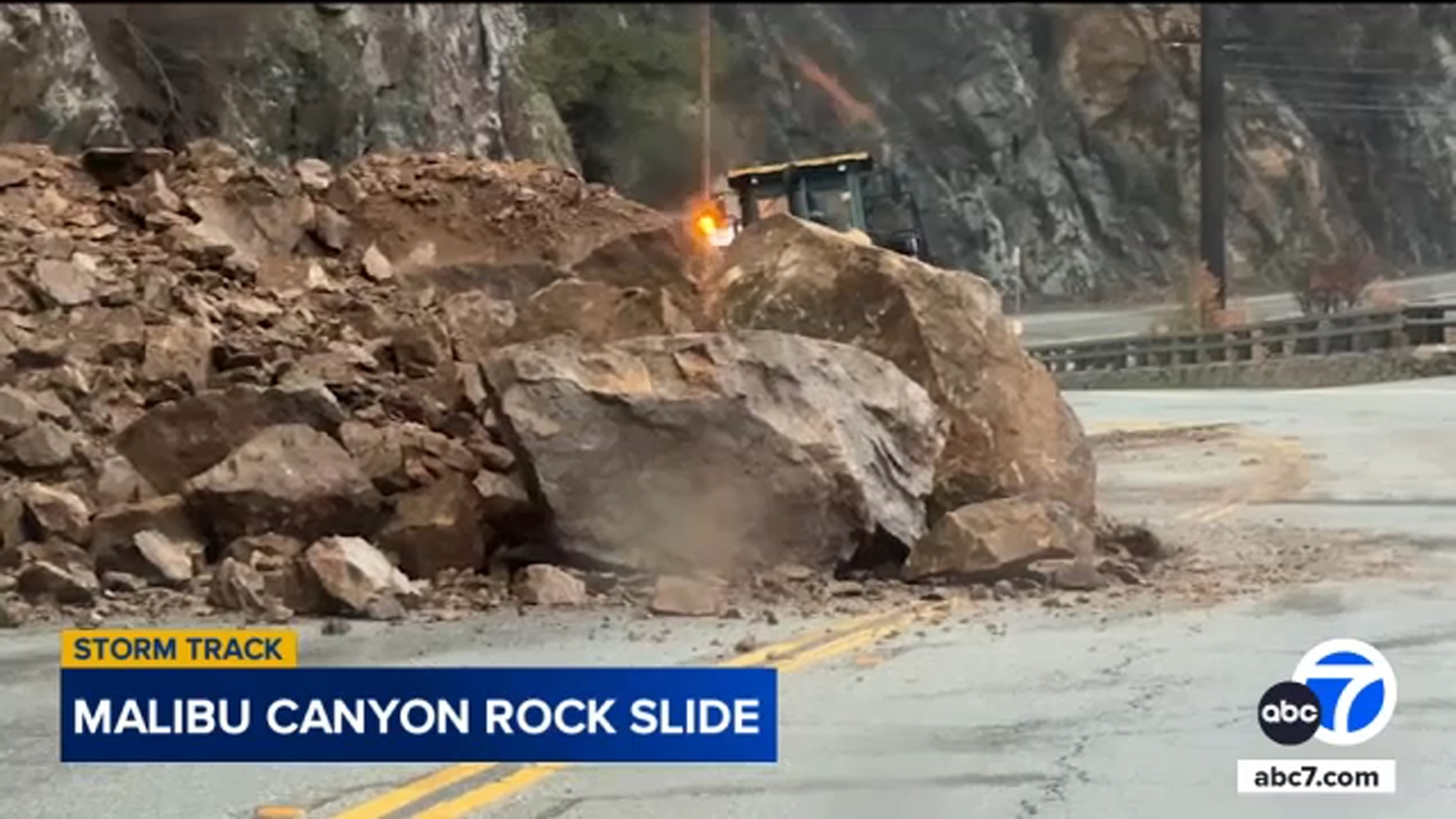 Rain triggers rockslide along Malibu Canyon Road - ABC7 Los Angeles