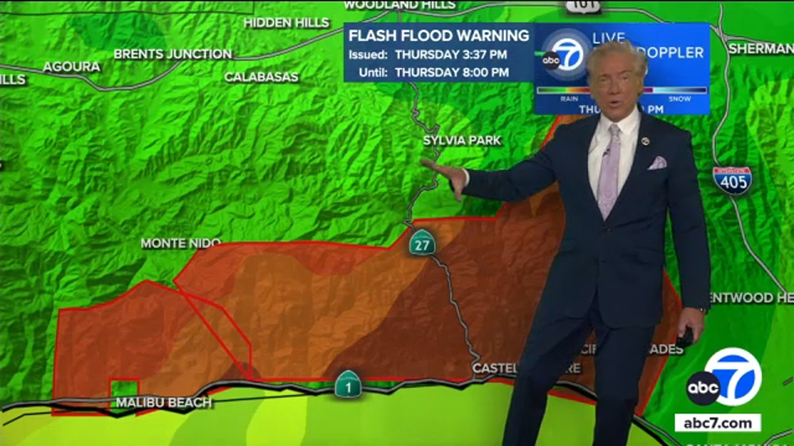 Flash flood warning issued for Palisades Fire burn area - ABC7 Los Angeles