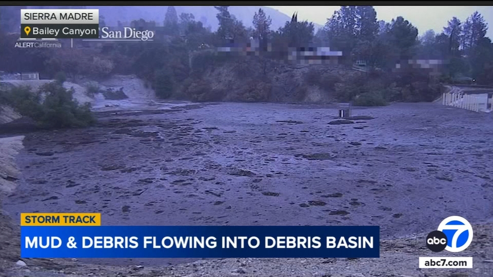 Timelapse video shows debris basin filling quickly at Eaton Fire zone