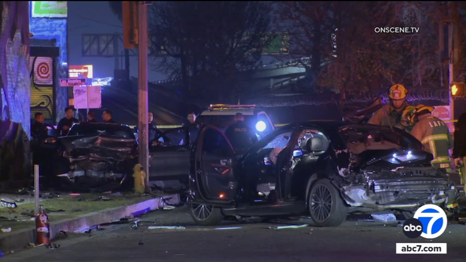 Police chase ends in crash in downtown Los Angeles; 2 suspects in ...