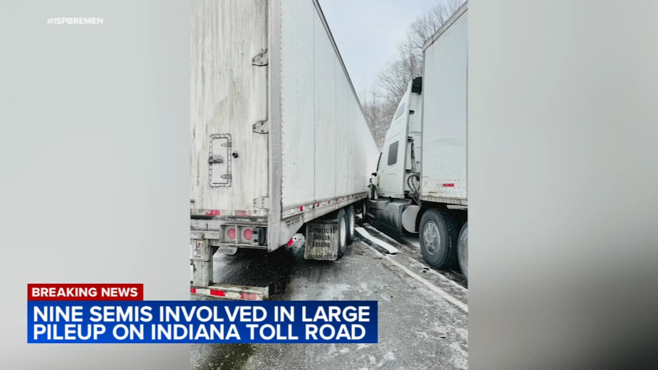9 semis involved in pileup in NW Indiana: officials
