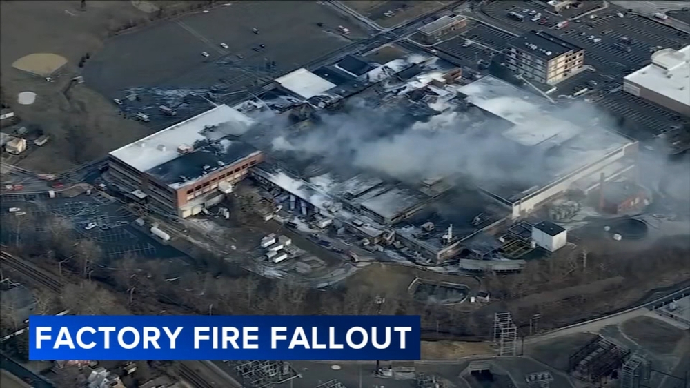 Factory fire fallout after massive blaze industrial complex in Abington Twp., Pa.