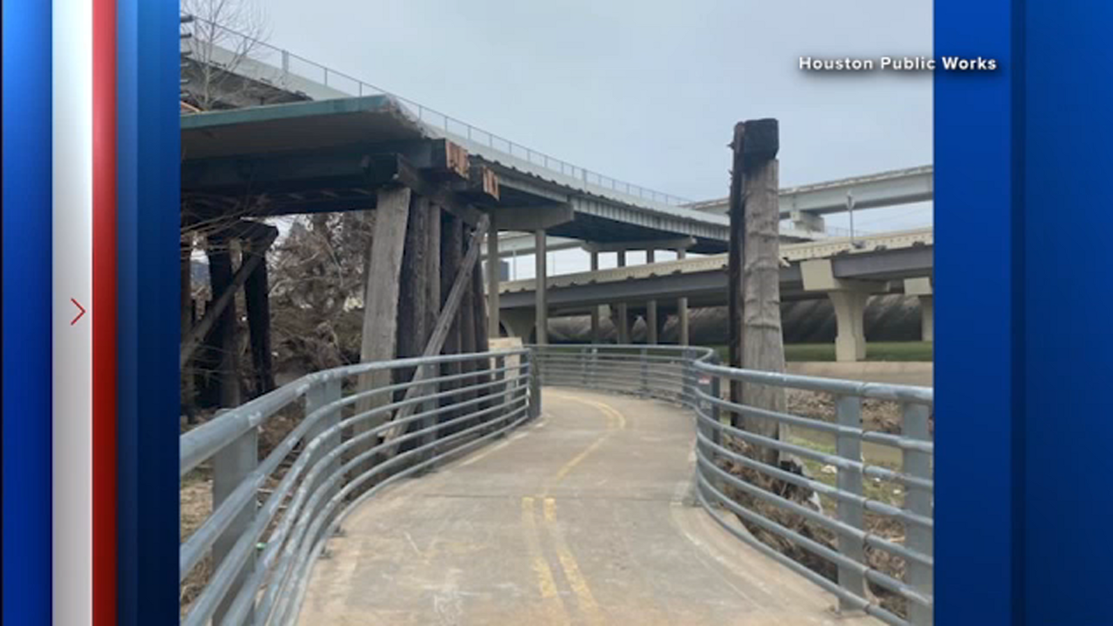 MKT bridge closed: Partial demolition of Houston pedestrian bridge at Hogan Street complete, White Oak Bayou walkway opens - ABC13 Houston