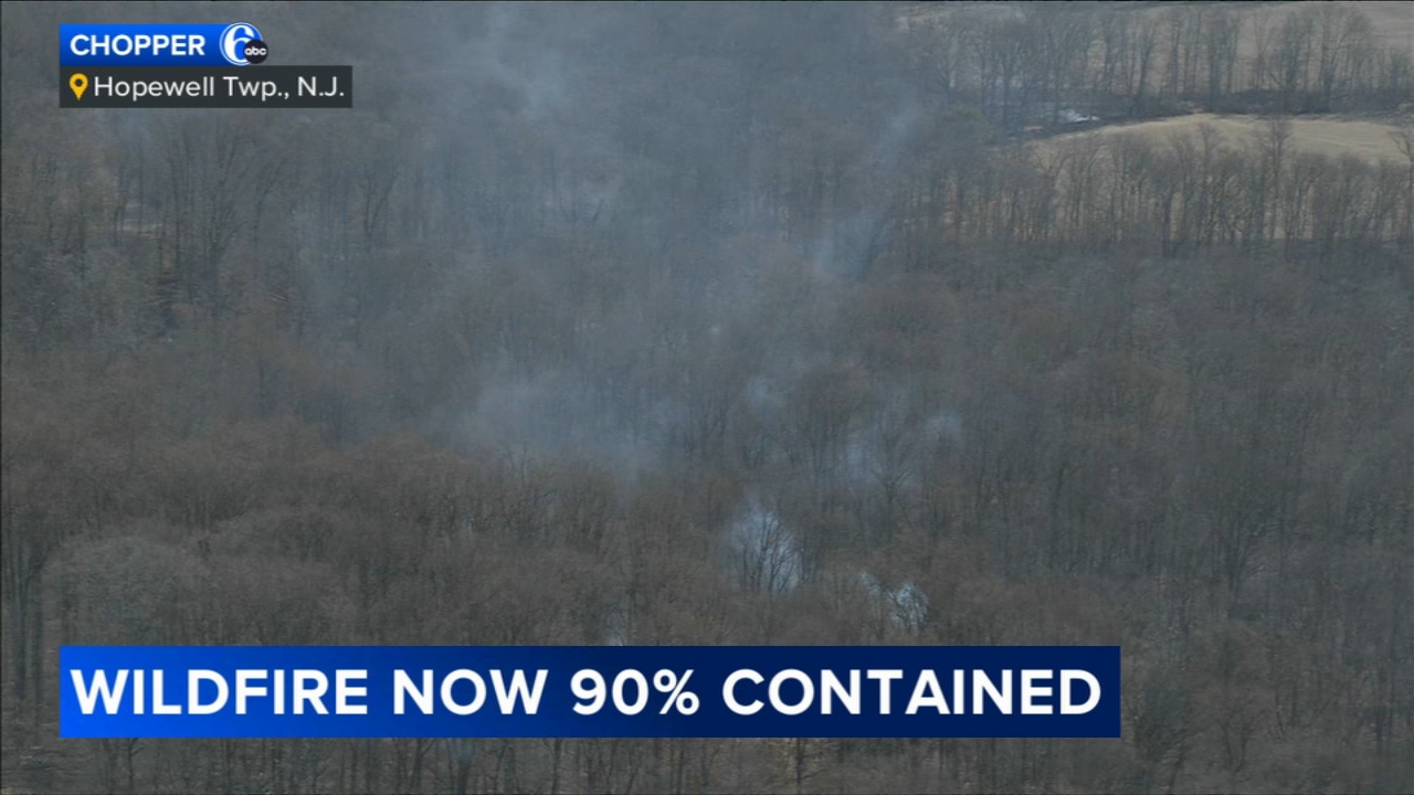 Wildfire burning in Mercer County is 90% contained