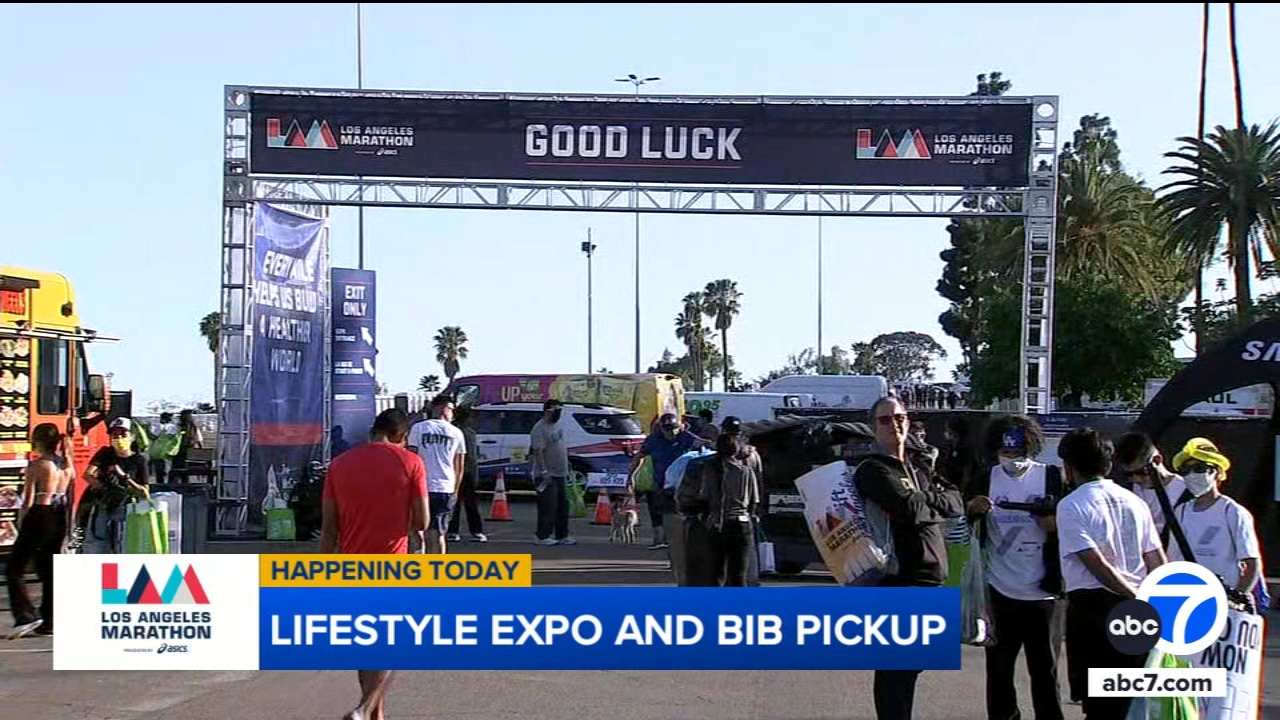 Thousands descend on event outside Dodger Stadium ahead of LA Marathon