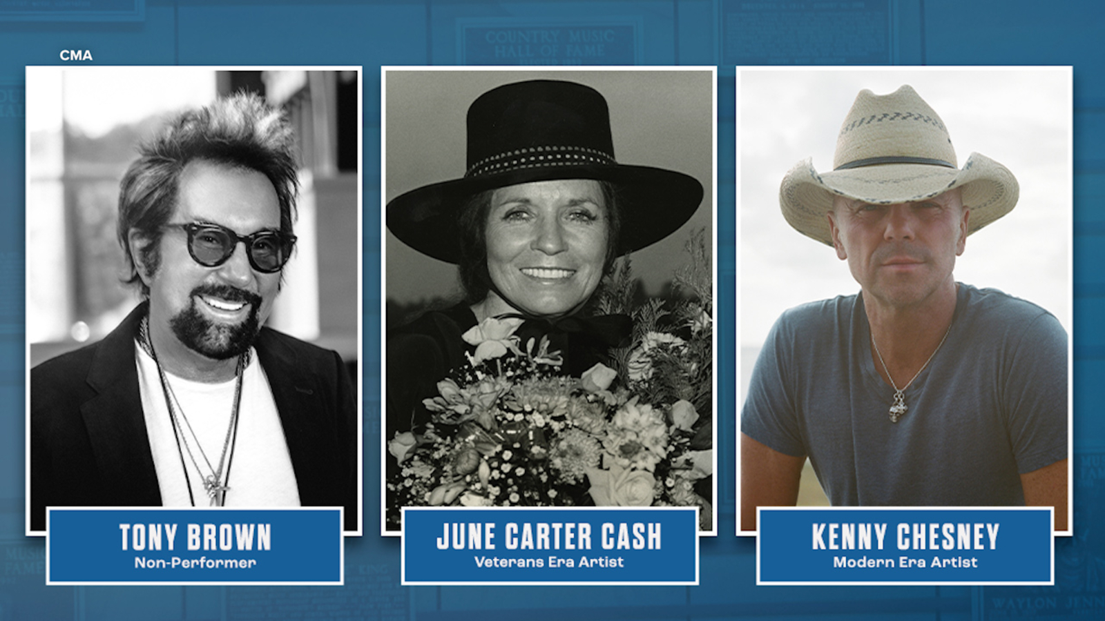 Tony Brown, June Carter Cash, Kenny Chesney to be inducted into Country Music Hall of Fame