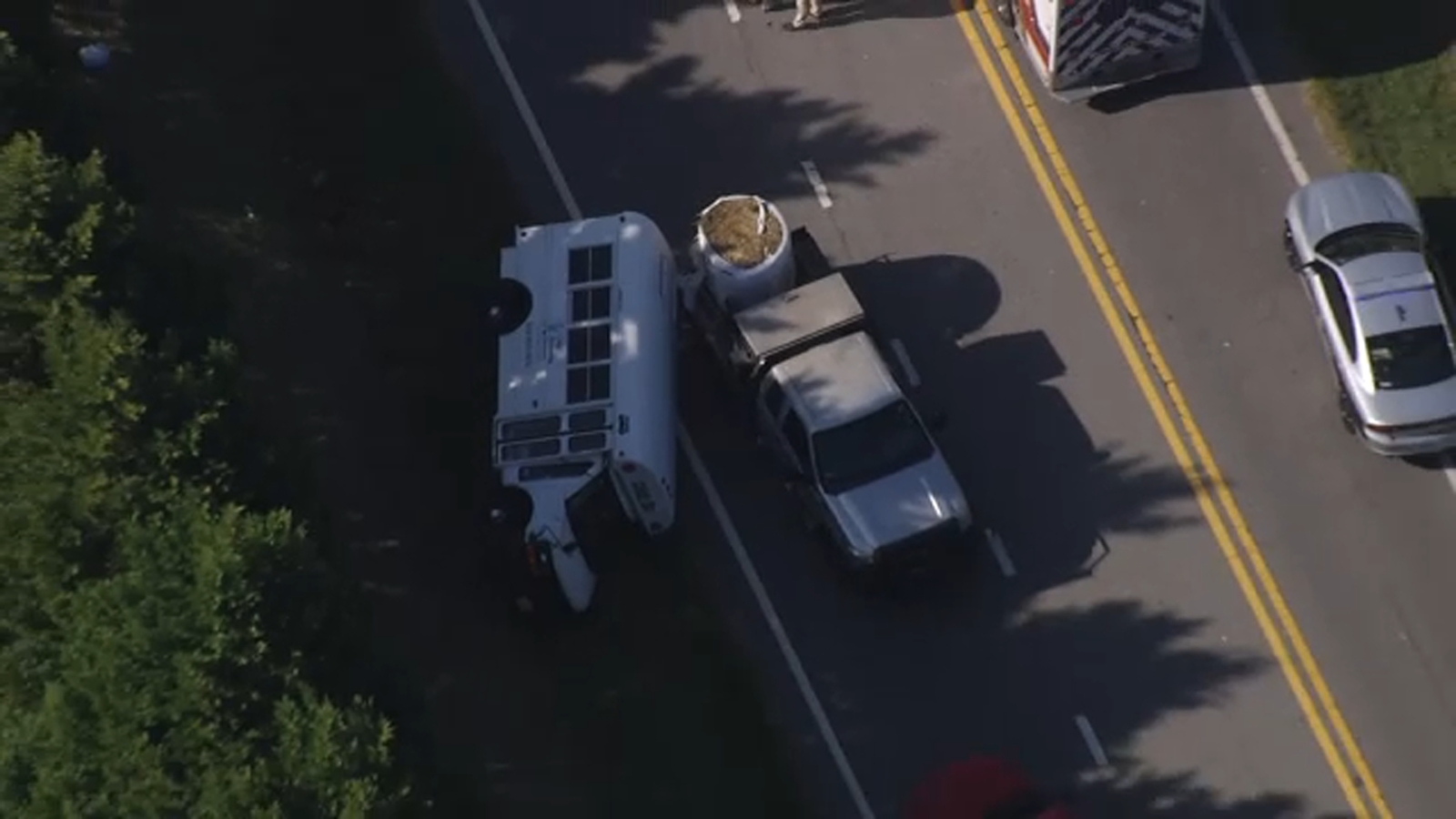 Childcare center bus flips on its side in Johnston County - ABC11 ...