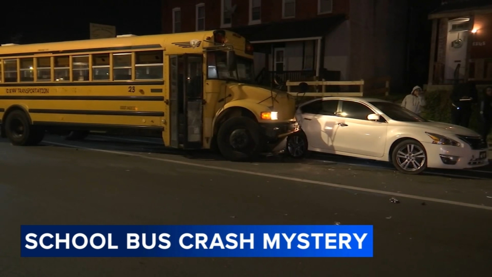 Driver flees after crashing school bus into parked cars in West
