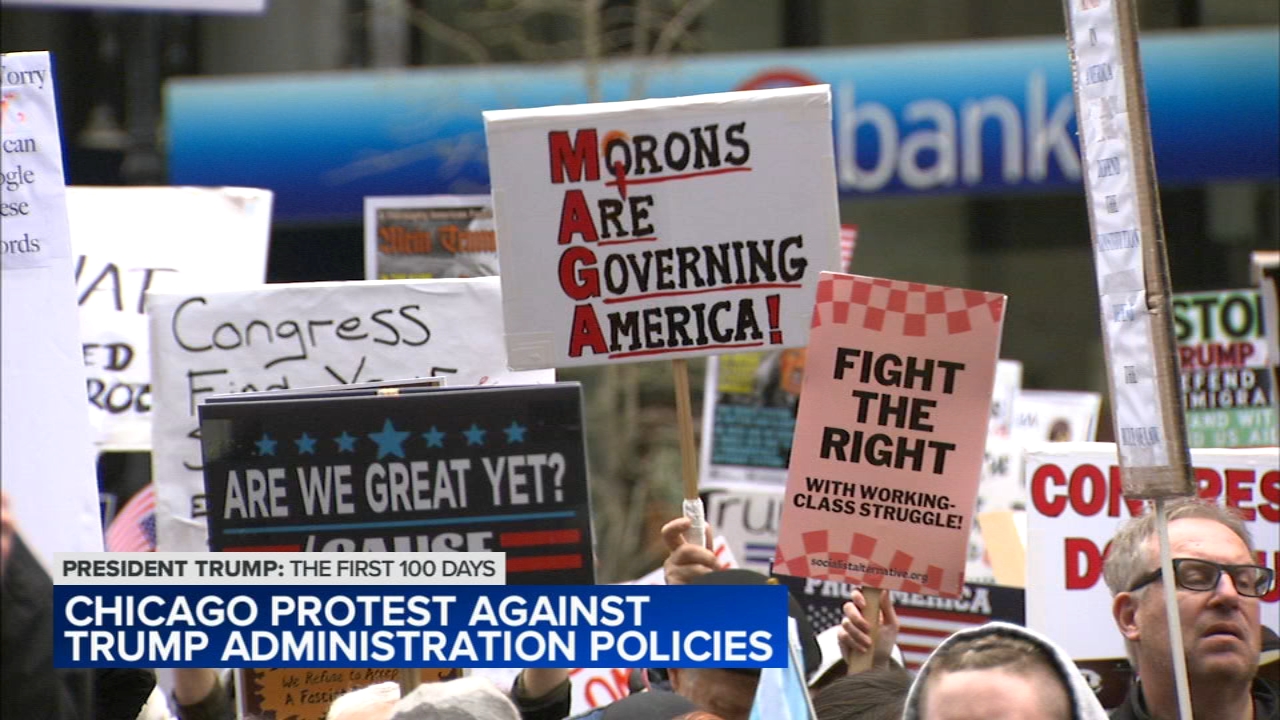 Chicago protesters oppose Trump's policies on immigration, key issues