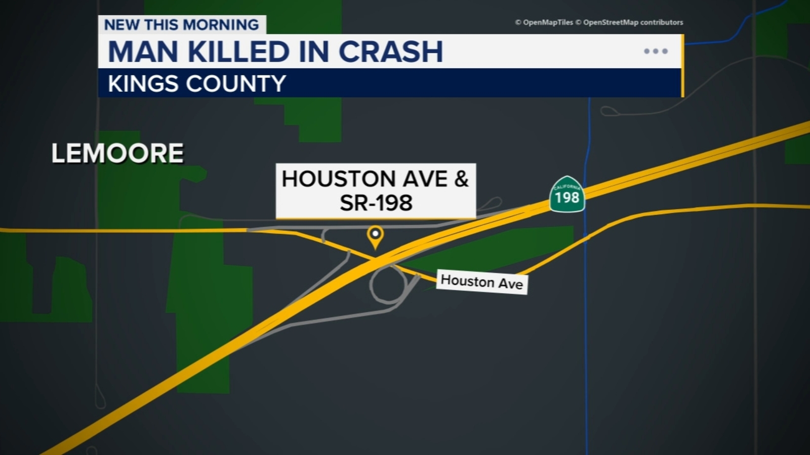 1 killed, 1 hospitalized in single-car crash in Kings County, CHP says