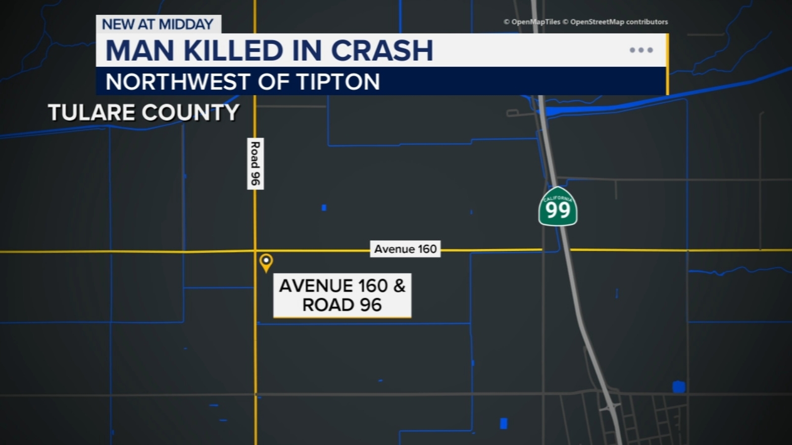 Man killed in car crash in Tulare County, CHP says