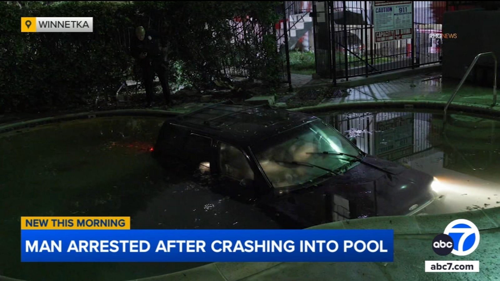 Man arrested for DUI after crashing into pool in Winnetka, Los Angeles ...