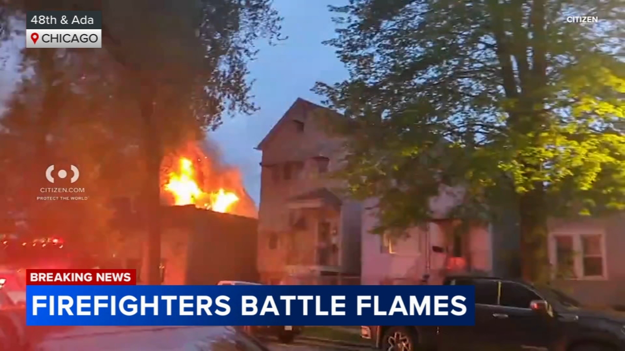 Chicago firefighters battle house fire on South Side