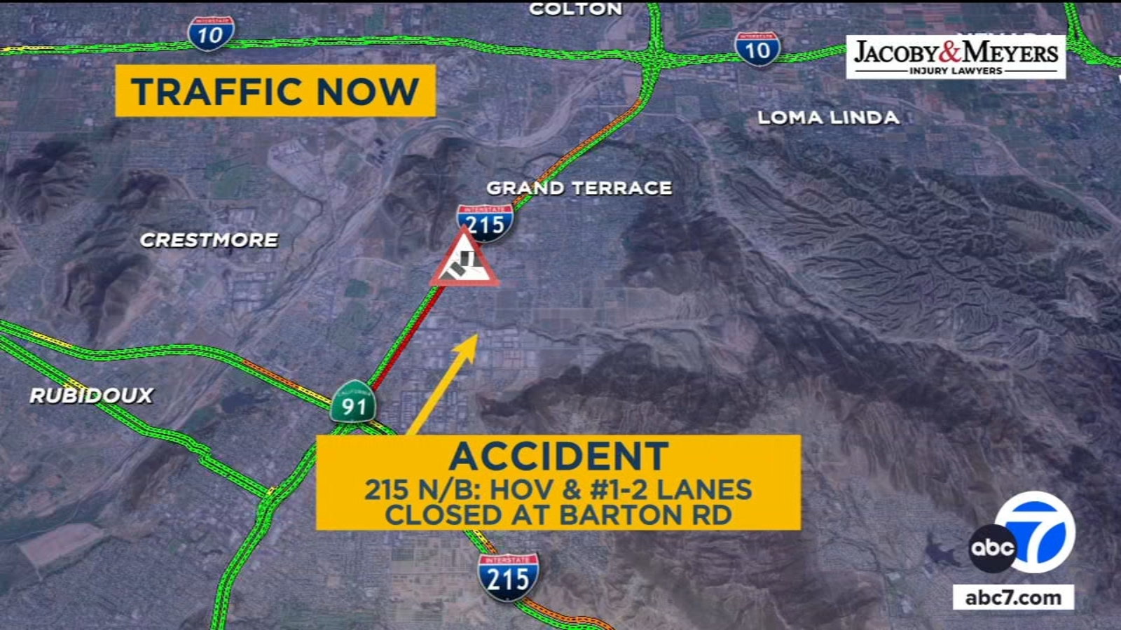 Pedestrian struck, killed on 215 Freeway in Grand Terrace - ABC7 Los ...