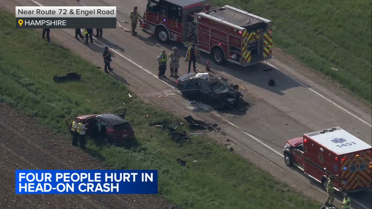 4 injured in head-on crash in west suburbs: officials