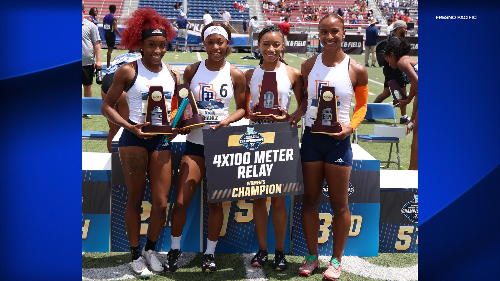 Fresno Pacific Women's 4x100 relay team wins NCAA D-II championship, sets record