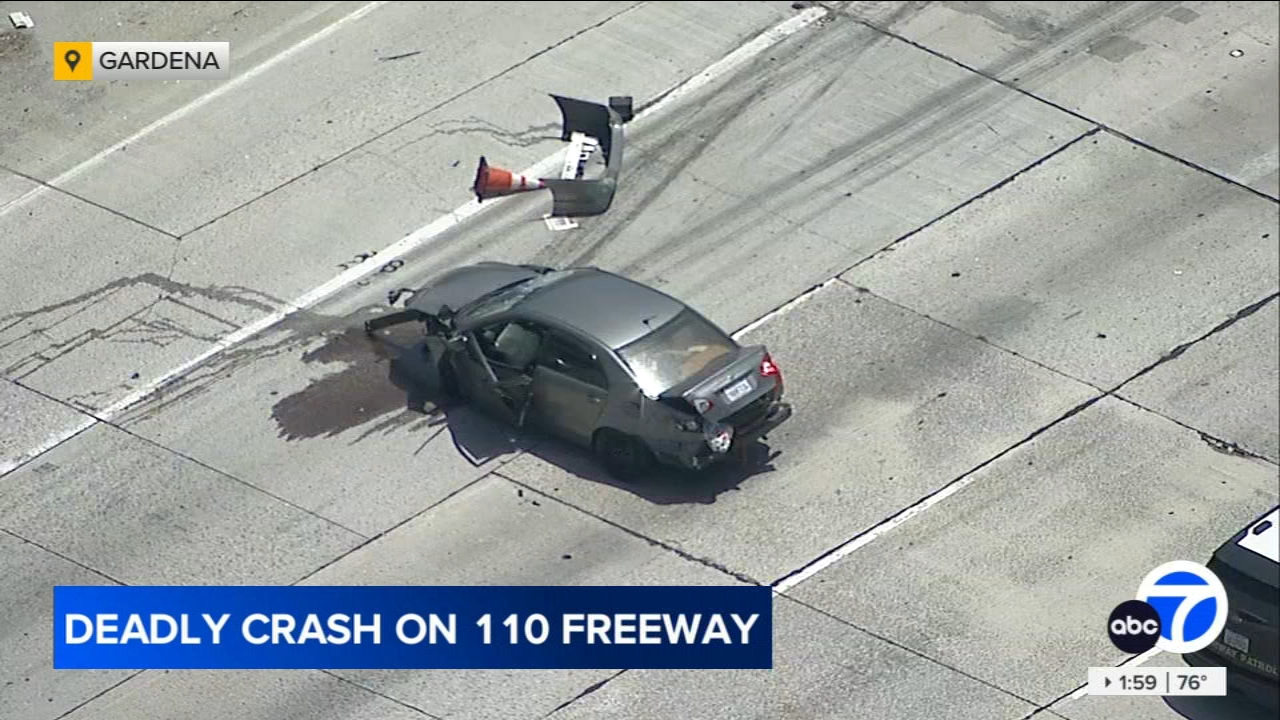 Deadly crash shuts down all northbound lanes of 110 Freeway in Gardena