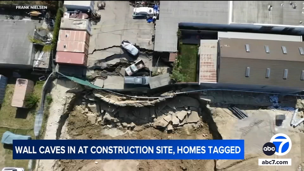 New video shows moment wall caves in due to 'sinkhole' at construction site in Ventura, swallows truck - ABC7 Los Angeles