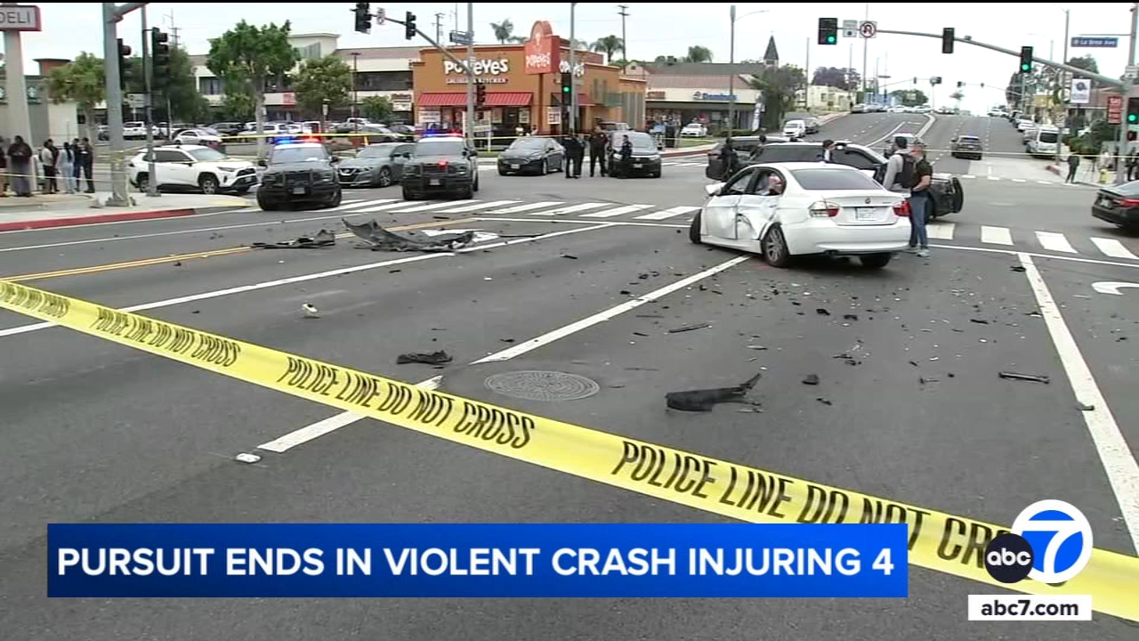 Police chase ends in violent crash in Inglewood; 2 children injured